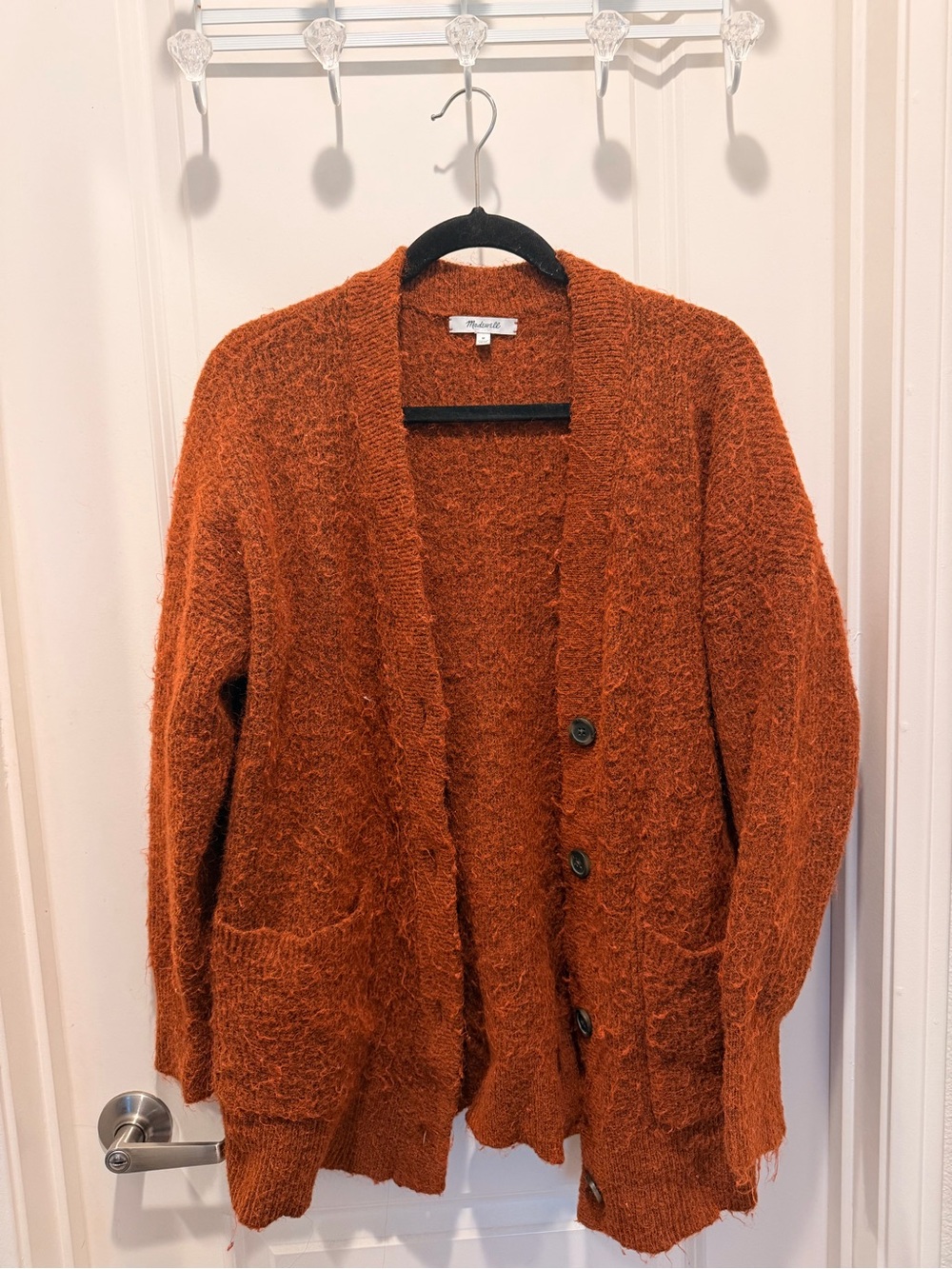 Madewell Burnt Orange Button-Up Fuzzy Cardigan